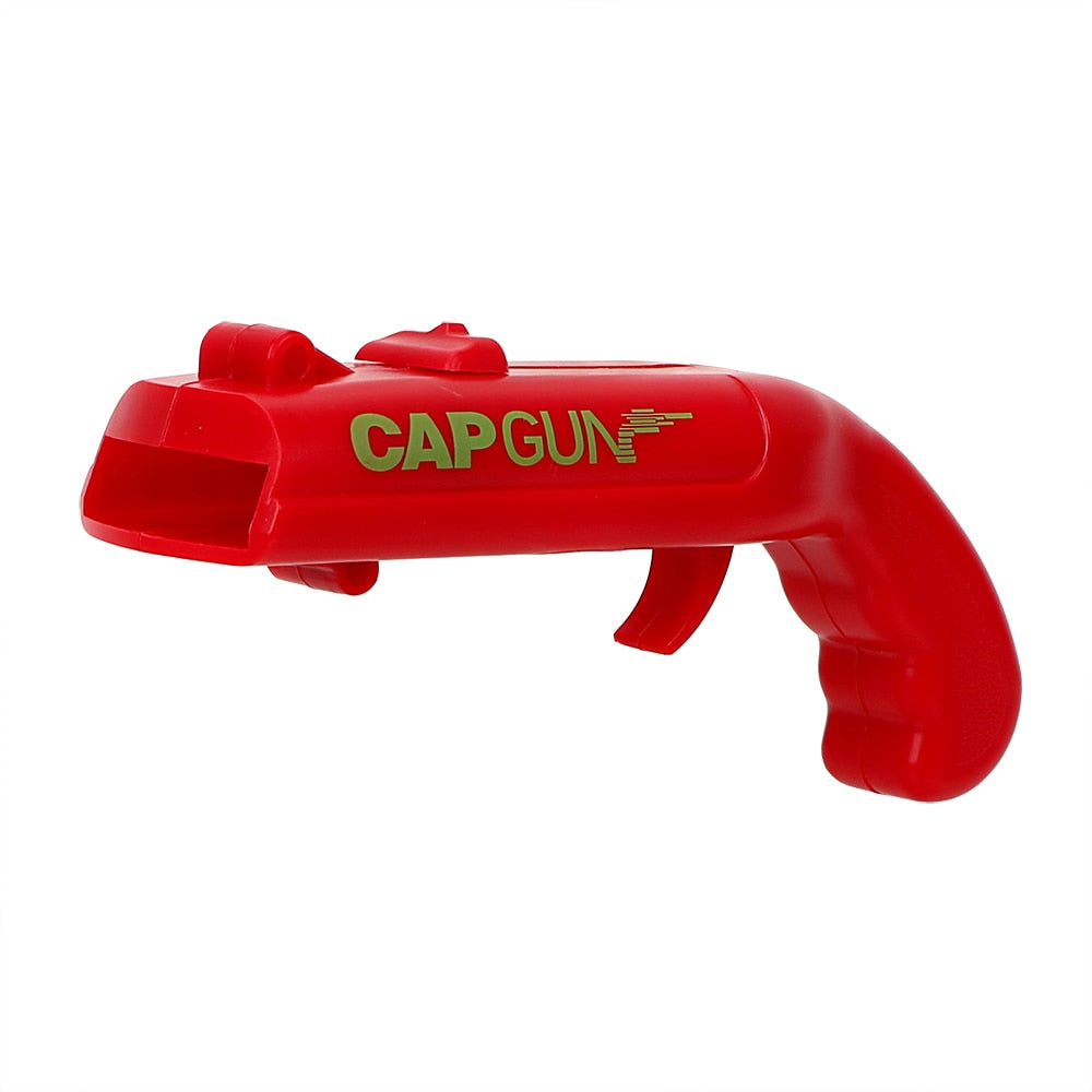 CAP GUN Creative Drink Opening Shooter Can Openers Spring Cap Catapult Launcher Gun Shape Beer Bottle Opener Bar Tool