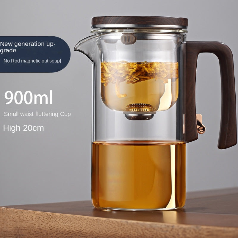 Xiaoman Waist new rodless elegant cup, one click magnetic suction filter glass tea pot, automatic tea separation tea cup