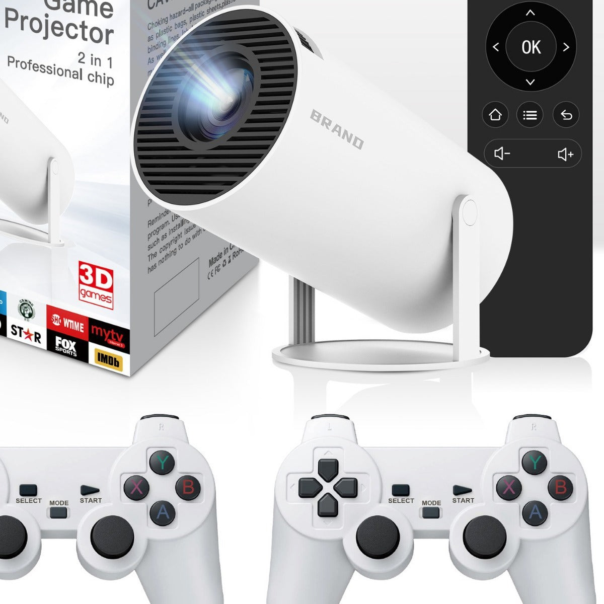 Gaming projector portable 4k high-definition smooth with wireless controller